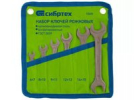 Набор ключей рожковых 6x19 (6 шт) СИБРТЕХ фосфатированные (15220)